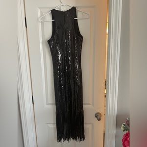 Jcrew Collection fringe trim sheath dress in sequin
